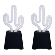 2PK Art + Tech Neon Light Speaker Cactus Fun LED Bluetooth Mini 8.9x18.1cm Green
