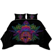 Retro Colorful Hamsa Hand Coverlet