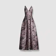 $550 Aidan Mattox Women's Purple V-Neck Floral Jacquard Gown Dress Size 2
