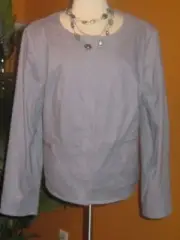 TAHARI NWT $198 periwinkle blue linen grey steel women's jacket blazer