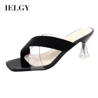 在飛比找蝦皮商城優惠-Ielgy 透明女式高跟鞋新款夏季細高跟露趾羅馬涼鞋