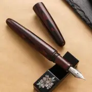 WANCHER Dream Fountain Pen Makoto Ture Ebonite Marble Red Nib Silver M from JPN