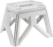 Folding Chair Outdoor Portable Folding Stool Square Stool Camping Portable Plastic Stool(White)
