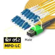 MPO Male to 6 LC Duplex UPC APC 12F OS2 SM Optical Fiber Breakout Jumper Cable