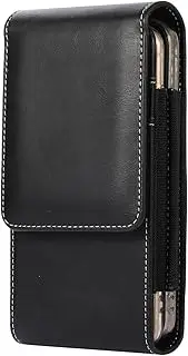 Dual Mobile Phone Holster Pouch Case for 2 Phones, PU Leather Double Decker Belt Clip Phone Holder for iPhone 13 Pro Max 12 Pro Max 11 Pro Max iPhone XR XS Max OnePlus Nord CE 5G Nord 2 5G (Black)