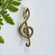 Gold Solid Bronze Treble Clef Brooch Pin - Gift For Musicians Or Music Lover