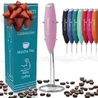 Electric Pink Milk Frother Handheld - Mini Whisk for Coffee, Matcha and Drink...