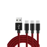 Catzon 1M 2M 3M 3Packs USB Type C Cable Nylon Braided W Phone Cable Fast Charger Cable USB Cord -Black Red