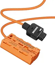 LAPOOH DT-NPF D-Tap to NPF Dummy Battery Braided Cable DC Coupler Accessory for Monitors/LED Video Light/Microphone/Wireless Transmitter Receiver
