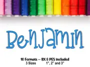 Benjamin Machine Embroidery Font, BX Ready Embroidery, USB, CD