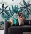 3D Flamingo Toucan Monkey Leaves Wallpaper Wall Mural Removable Self-adhesive 71