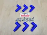 (6) Spark Plug Boots & Terminals 7-8mm wire, Blue silicone 90 degree Right angle