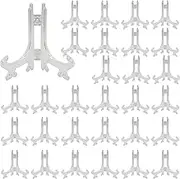 YOOHUA 50PCS Mini Easel Stands 3 Inch Plastic Plate Stand Holder Display Picture Easel Stand for Display Picture Frame Collectibles Desktop Weddings Party Home Decoration (Clear, 3 Inch)