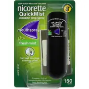 Nicorette Quit Smoking QuickMist Nicotine Mouth Spray Freshmint 150 pack