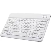 Ultra-Slim Wireless Keyboard, Mini Wireless Rechargeable, for iOS, Windows, Android, Micro USB for iPad, iPhone, iPod Touch, MacBook Pro, Kindle Fire HD (NS06: White Slim Keyboard)