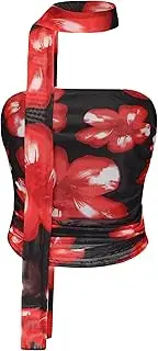 [TYSSEDAL] Women's Leopard Print Tube Top Cheetah Print Top Ruched Strapless Mesh Halter Tops for Women Going Out Party