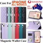 For iPhone 16 15 14 13 12 Pro Max Mini XS XR Leather Flip Wallet Case Card Cover