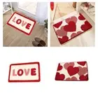 Love Shaped Bath Mat Valentine's Day Floor Mat Non Slip Washable Home Decoration