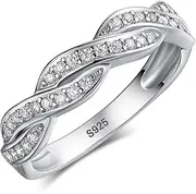 [Merthus] Promise Jewelry Cubic Zirconia CZ Infinity 925 Sterling Silver Wedding Bridal Ring Sets for Women
