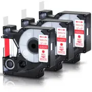 Compatible DYMO D1 LabelManager 45015 Red on White Label Tape 1/2" S0720550 3PCS