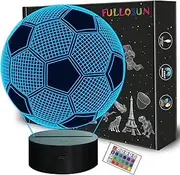 Soccer 3D Night Light for Kids, FULLOSUN Football Optical Illusion LED Lamp,16 Colors Changing Remote Control Sport Fan Room Decoration Xmas Birthday Teen Boy