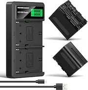 NEEWER Basics 2Pcs NP-F970 7800mAh Replacement Battery Dual USB Fast Charger Compatible with Sony NP-F970 F960 F950 F770 F750 F570 F550 FX3 FX30 A7 Canon R5 Nikon Z8 Camera Handycam LED Light Monitor