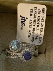 NEW BELLA LUCE 925 SIMULATED TANZANITE BLUE TOPAZ DIAMOND STERLING SILVER RING