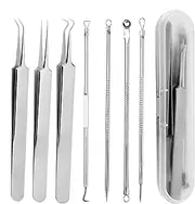Comedone Extractor Kit | 7X Whitehead Pore Extractor Clip,Stainless Steel Skin Pore Cleaning Popper Tool For Pimples Blemishes