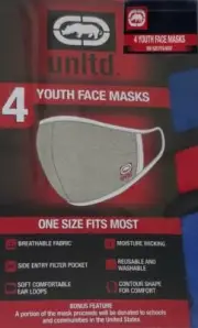 NIB ECKO UNLTD. Youth 4 Pack Red & Blue Face Masks(OSFM) NEW
