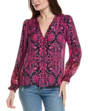 Johnny Was Steffie Silk-Blend Blouse