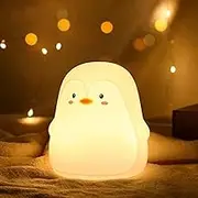 Night Light for Kids Room,Penguin 7 Colors Changing Portable Nightlight, LED Soft Squishy Silicone USB Rechargeable Night Lamp for Bedroom