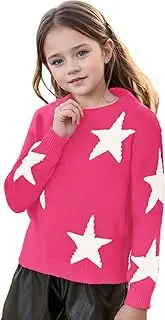 [WDIRARA] Girl's Star Pattern Round Neck Long Sleeve Sweater Casual Knitted Pullovers Tops