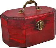 BESTOYARD Wooden Storage Crates Small Portable Storage Box Hinge Lid for Home Travel