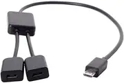 CY Micro USB OTG Cable,Micro USB 1 Male to 2 Female Dual Ports Hub Cable for Laptop PC & Mouse & Flash Disk