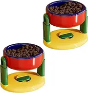 Liftable Suction Cup Pet Bowl, Anti Spill Pet Food Water Bowl for Small Medium Large Dog Cat, Three Levels Adjustable Height, Easy to Clean, Durable Design (Red * 2)