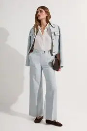 Petite Spring Tweed Tailored Straight Leg Pants