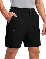 [Keevoom] Mens Hiking Cargo Shorts Quick Dry Lightweight Flat Front Dress Short for Work Golf Travel Camping Pants, Black, 42