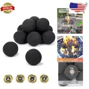Set of 12 Black Ceramic Fire Pit Balls - 4 Inch Fire Stones for Vibrant Flames