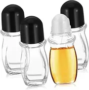 LRXIYODE 4Pcs Glass Roller Bottles for Essential Oils Refillable Travel Containers with Caps Leak Design for Perfumes Eye Creams and Lotions