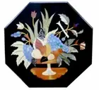 18" Black Marble Coffee Table Top Gemstone Inlay malachite Work Center Table