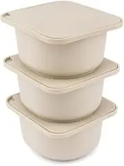 [Babadoh] Big Pizza Dough Proofing Silicone Containers with Lids | Set of 3 Pizza-Making Accessories | Dough Color | Big Size (Make 12"-16" Pizzas)