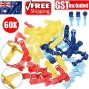 60X T-Tap Electrical Wire Crimp Terminals Quick Splice Cable Connectors Kit NEW