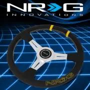NRG Performance 360mm Leather Grip Yellow Center Mark Steering Wheel ST-028BK-Y