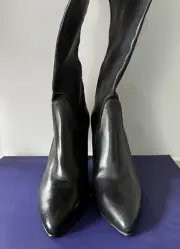 Stuart Weitzman Black Tight Below the Knee Boot 4cm Heel Triangle Size 39.5