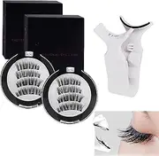FeBohao Magnetic Eye Lashes Natural Look Lash Clusters Tweezers False Individual Eyelashes Curler Fake Lashes Glue Multipurpose Extension Kit Makeup Remover for Work Daily Life Wedding