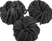 iDIY Chunky Yarn 3 Pack (24 Yards Each Skein) - Black- Fluffy Chenille Yarn