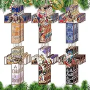 Nativity Ornaments For Christmas Tree - 24X Wooden Nativity Tree Keepsake | Religious Christian Ornaments Sign, Nativity Party Ornaments With Rope For Family Home