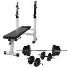 Workout Bench With Barbell Dumbbell Set Adjustable Weight Lifting Equipment