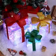 Set of 3 Lighted Gift Boxes Christmas Decorations - Christmas Lighted Gift Bo...