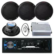 Black 400W 6.5" Speakers, Pyle Black AUX AM FM Receiver, 400W Amplifier, Antenna